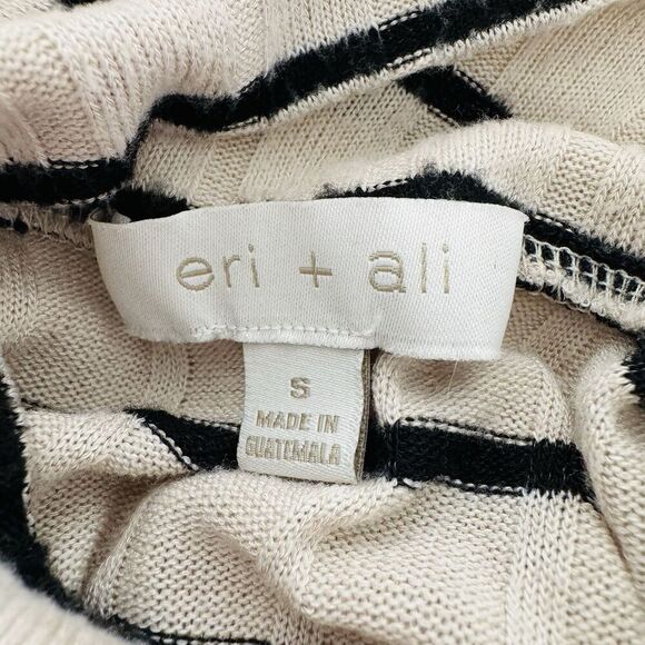 Eri & Ali Anthropologie Black & Cream Striped Turtleneck Lightweight Sweater Sm - Picture 7 of 9